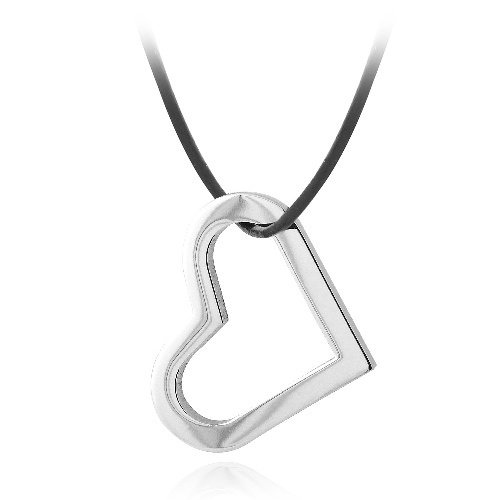 Stainless Steel Floating Open Heart Necklace PST12929