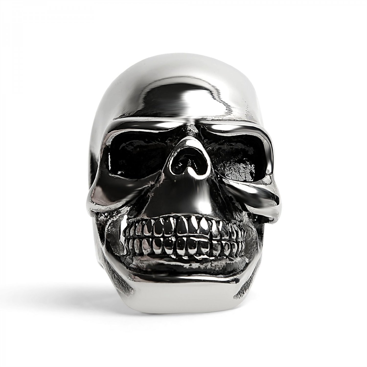 Stainless Steel Grinning Skull Ring - SCR4024