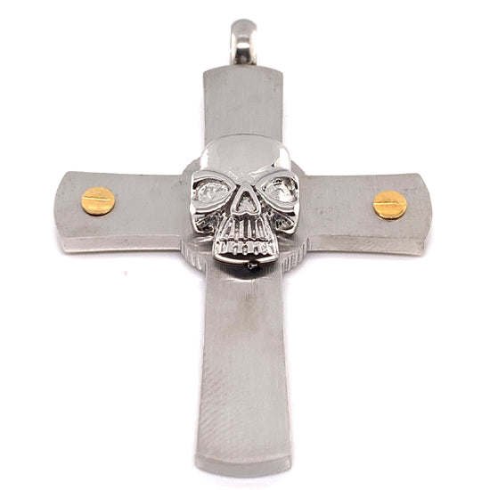 Stainless Steel Large Skull Cross With 18K Gold Plated Nails Pendant - PDL2042 Default Title