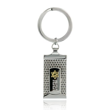 Stainless Steel Mesh Nautical Theme Key Ring with Matte Greek Key Design KR10991