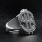Stainless Steel Money Sign Mens Ring - SCR4115