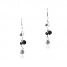 Stainless Steel Onyx & Hematite Cluster Dangle Earrings EST12956