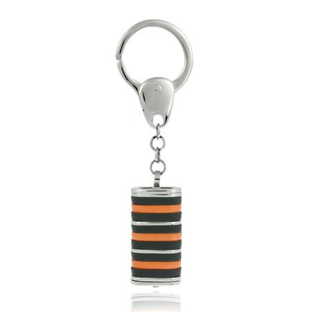 Stainless Steel Orange and Black Striped Key Ring KR10990M