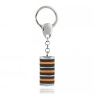 Stainless Steel Orange and Black Striped Key Ring KR10990M