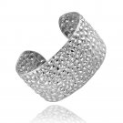 Stainless Steel Pebble Textured Cuff Bangle Bracelet BAST12769