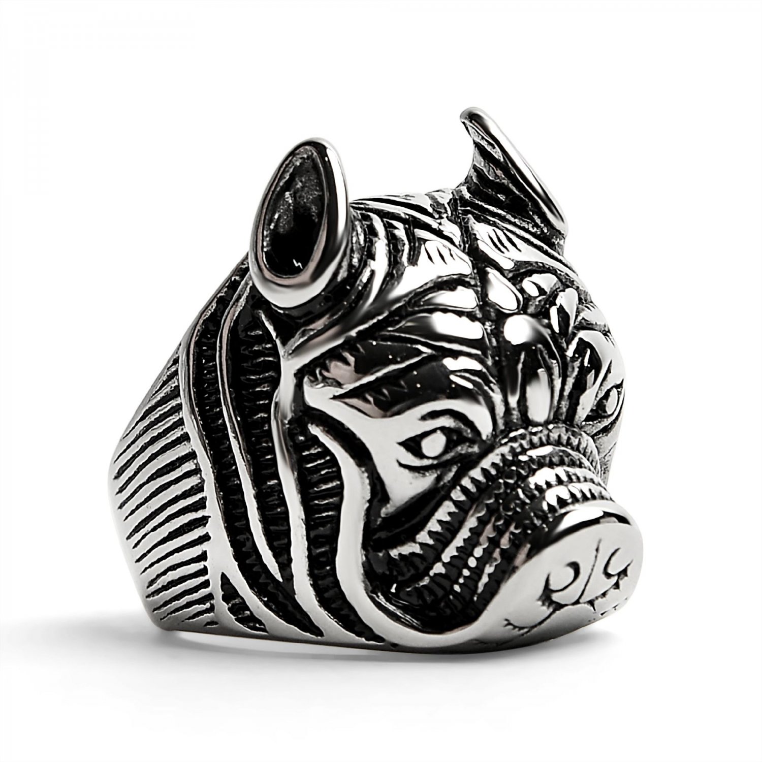 Stainless Steel Pit Bull Dog Ring - SCR4027