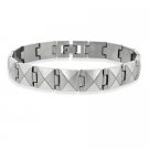 Stainless Steel Polished Brushed Divided Square Men's Link Bracelet BST10995