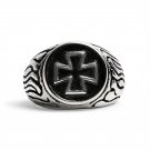 Stainless Steel Polished Maltese Cross Signet Ring - SCR0240