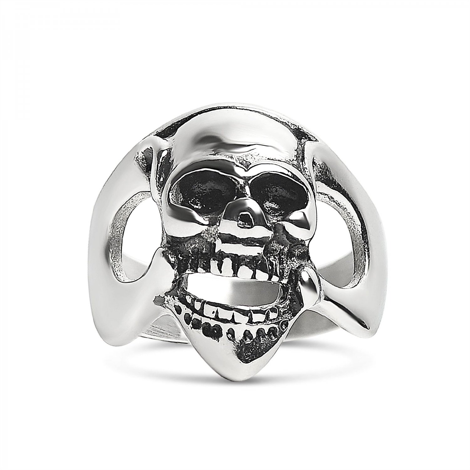 Stainless Steel Polished Skull Ring - SCR2059
