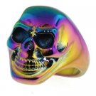 Stainless Steel Rainbow Skull Ring - SCR4050