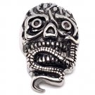 Stainless Steel Red CZ Eyed Skull With Snake Pendant - PDL2024 Default Title