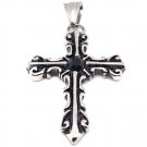 Stainless Steel Red CZ Stone Center Filigree Cross Pendant - PDC2023 Default Title