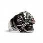 Stainless Steel Skull With Red CZ Eye and Eyepatch Ring - SCR2001