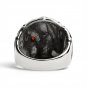 Stainless Steel Skull With Red CZ Eye and Eyepatch Ring - SCR2001