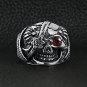Stainless Steel Skull With Red CZ Eye and Eyepatch Ring - SCR2001