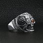 Stainless Steel Skull With Red CZ Eye and Eyepatch Ring - SCR2001