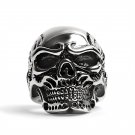 Stainless Steel Skull With Skeleton Accents Ring - SCR4048