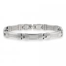 Stainless Steel Textured Rectangular Men's Link Bracelet BST11027