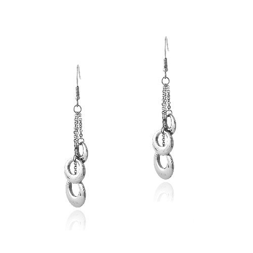 Stainless Steel Three Ring Strand Dangle Earrings EST12937