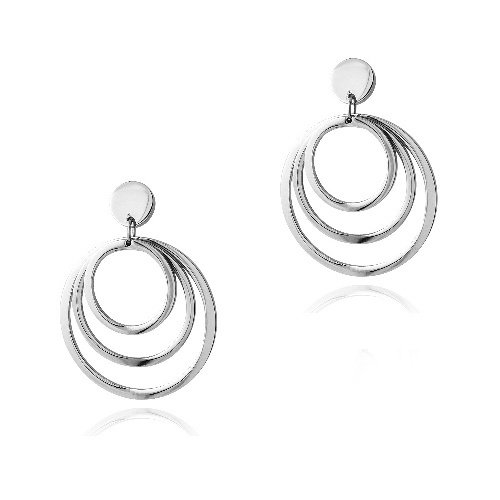Stainless Steel Triple Circle Dangle Earrings EST12958