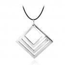 Stainless Steel Triple Diamond-Shape Necklace PST12966