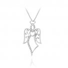 Sterlilng Silver CZ Filigree Angel & Heart Slide Pendant P11542