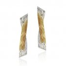Sterling Silver & 18K Gold Overlay Tri Color Intertwined 3-Strand Earrings ET8622