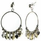 Sterling Silver & 18K Gold Overlay Two Tone Dangling Heart Earrings ET4324