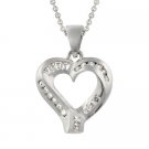 Sterling Silver & CZ Modern Polished Heart Pendant P10620