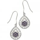 Sterling Silver & Genuine Amethyst Filigree Pear-Shaped Dangle Earrings E10494A