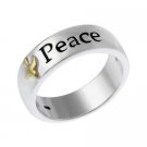 Sterling Silver & Gold Overlay Inspirational Dove & 'Peace' Ring RT10708-7