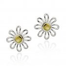 Sterling Silver & Gold Overlay Two Tone Daisy Flower Earrings ET8318
