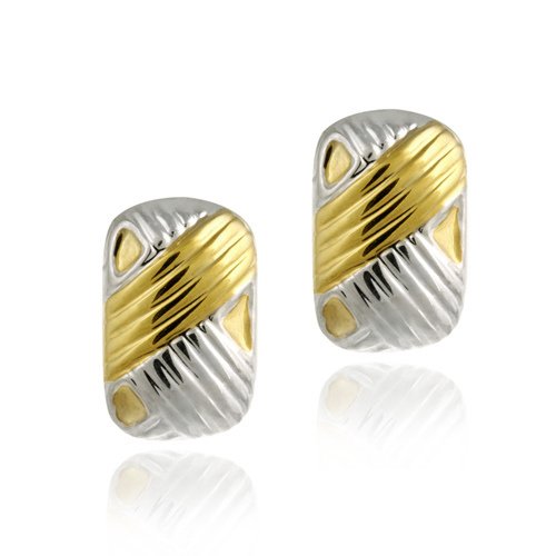 Sterling Silver & Gold Overlay Two Tone Weave Design Earrings ET9724