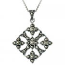 Sterling Silver & Marcasite Diamond Shaped Filigree Pendant P10665