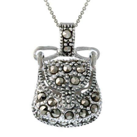 Sterling Silver & Marcasite Novelty Purse Pendant P10663