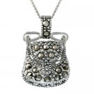 Sterling Silver & Marcasite Novelty Purse Pendant P10663