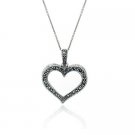 Sterling Silver & Marcasite Open Heart Pendant P10662