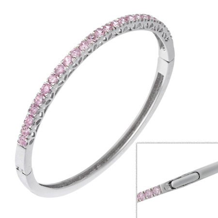 Sterling Silver & Pink CZ Classic Bangle BA10738LPZ
