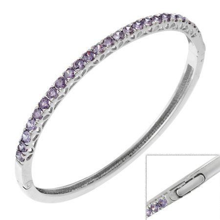 Sterling Silver & Purple CZ Classic Bangle BA10738AZ