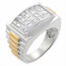 Sterling Silver & Rose Gold Overlay Two Tone Designer Inspired CZ Bold Mens Ring RT9142-12