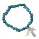 Sterling Silver & Turquoise Chip Inspirational Stretch Bracelet BT10705TQ5