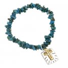 Sterling Silver & Turquoise Chip Inspirational Stretch Bracelet BT10706TQ5