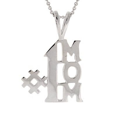 Sterling Silver '#1 Mom' Pendant P10824
