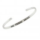 Sterling Silver 'Ami, Friend, Amigo' Inspirational Cuff Bangle BA10606