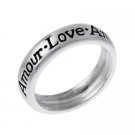 Sterling Silver 'Amour, Love, Amor' Inspirational Ring R10691-7