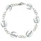Sterling Silver 'Bitter' 'Envy' 'Jaded' 'Loser' Lazy' 'Liar' Letter Rolo Link Bracelet B9807
