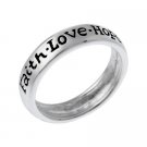 Sterling Silver 'Faith, Love, Hope' Inspirational Ring Size 8 R10690-8
