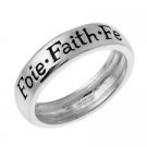 Sterling Silver 'Foie, Faith, Fe' Inspirational Ring R10692-9