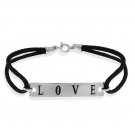 Sterling Silver 'Love' & Black Silk Bracelet B10836BK