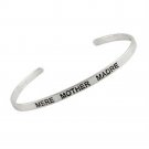 Sterling Silver 'Mere, Mother, Madre' Inspirational Cuff Bangle BA10604